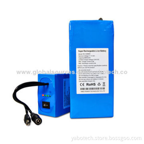 Rechargeable lithium-ion 12V battery pack with Li-ion battery charger for LED strip and panel
